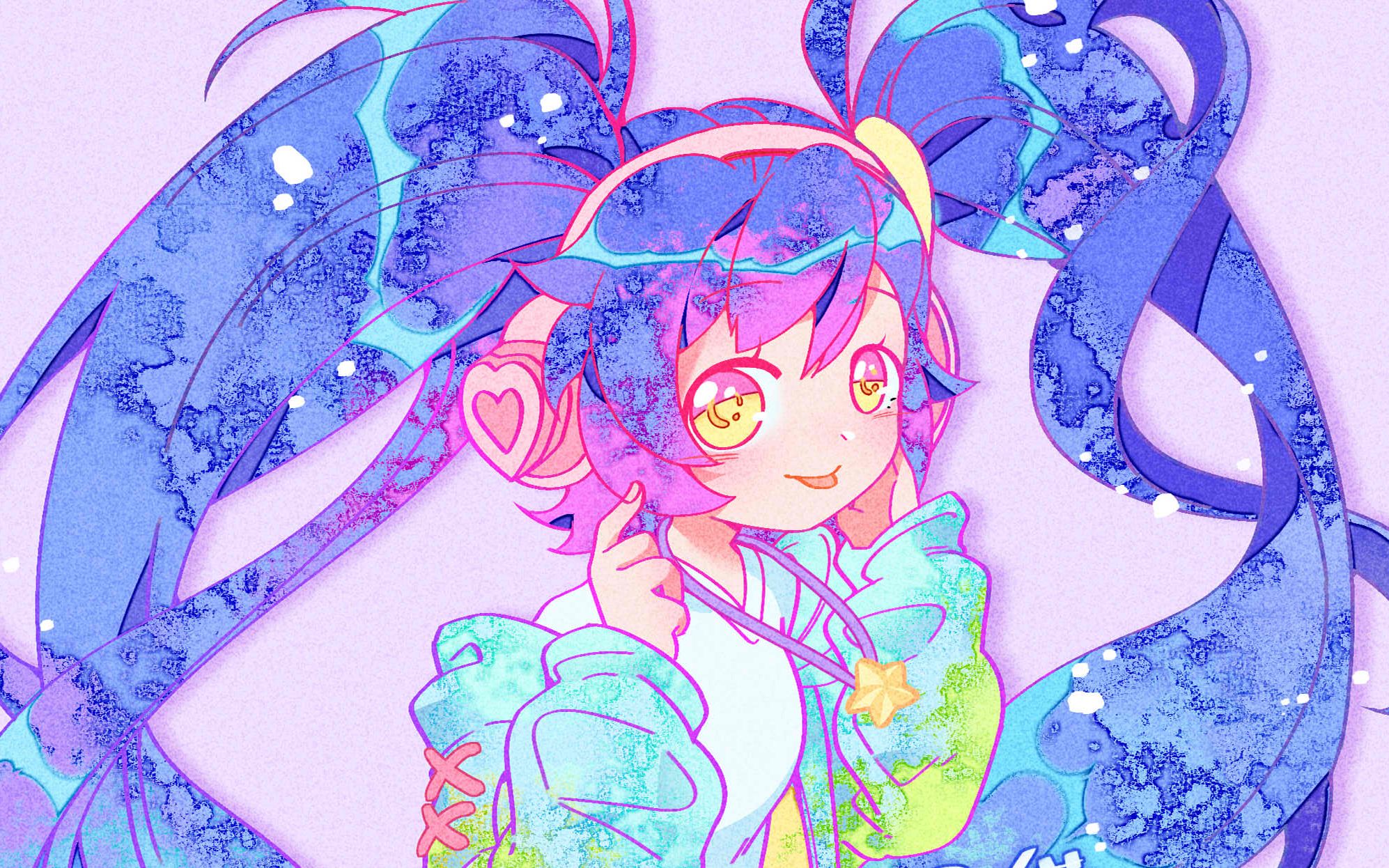 【sai2】清新水彩缤纷女孩板绘过程