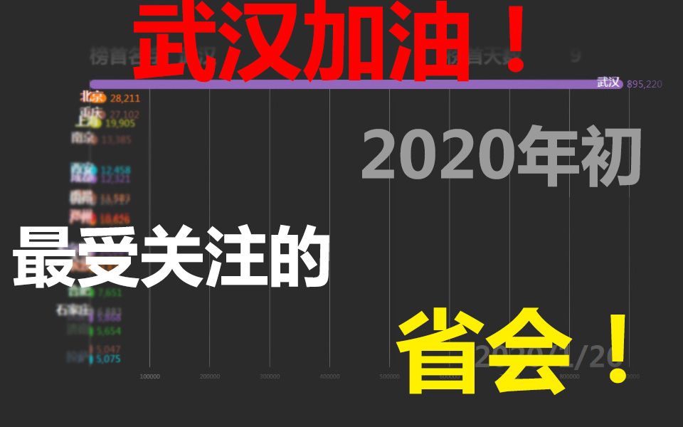 哪个是2020年初最受关注的省会城市?看完这个视频你就知道了!武汉加油,中国加油!【数据可视化】哔哩哔哩bilibili