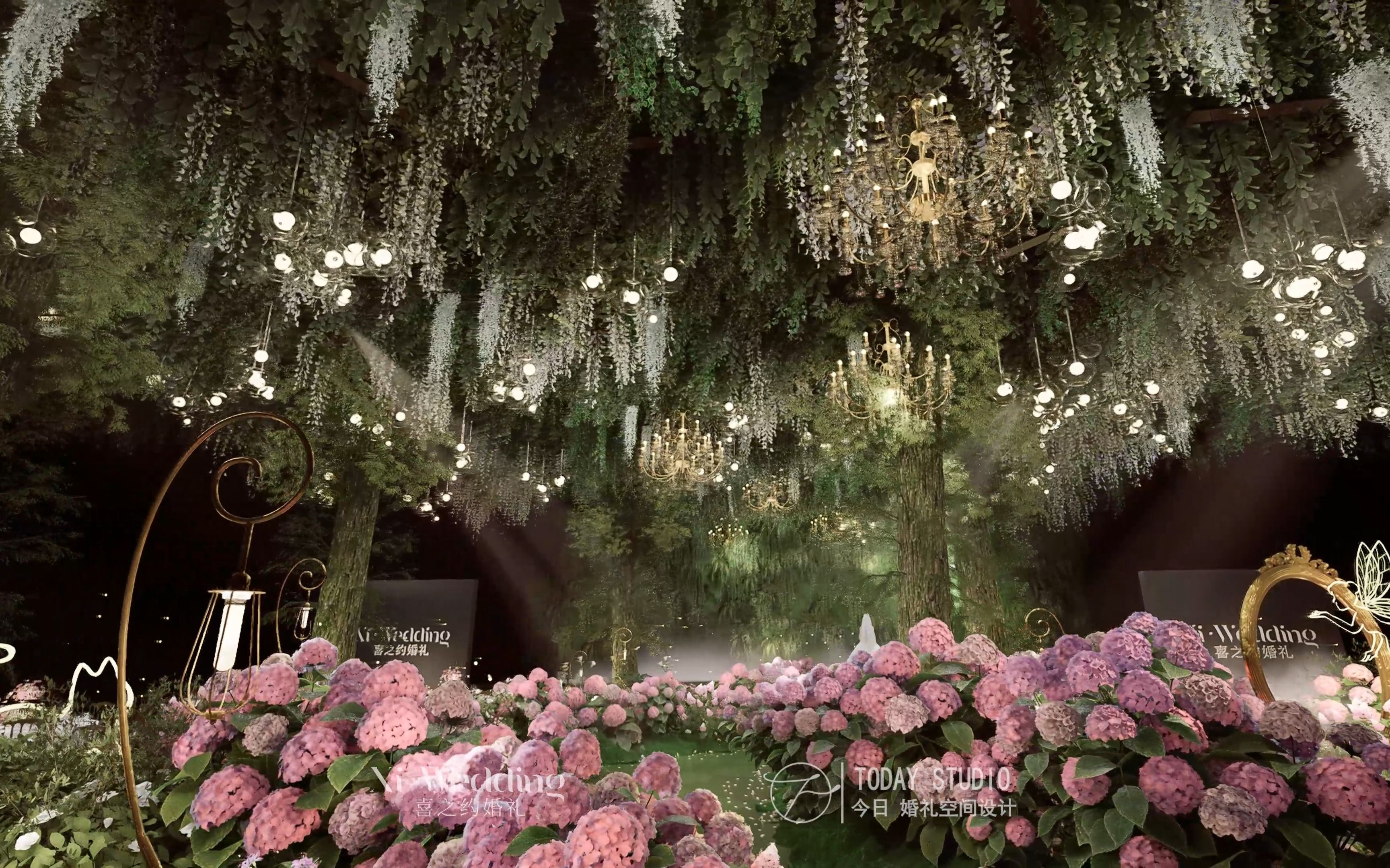 今日婚礼空间设计// 生态森系婚礼3d效果视频 落地实景/自然/生态