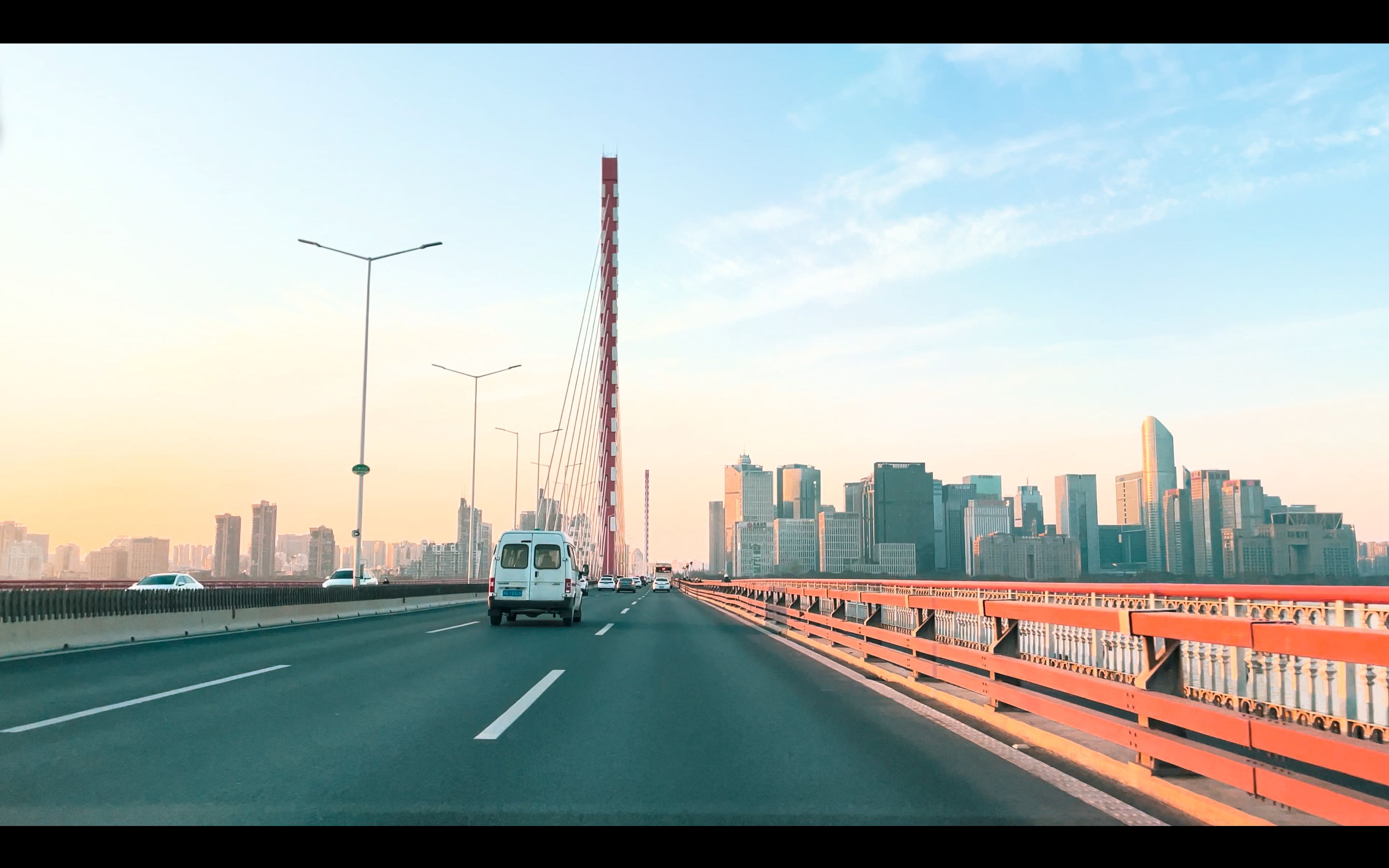 夕阳西下 行车记录 杭州 西兴大桥 背景音乐 学习 无聊