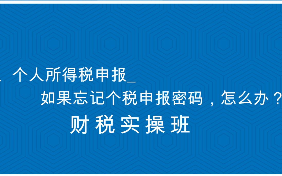 个人所得税申报如果忘记个税申报密码,怎么办?哔哩哔哩bilibili