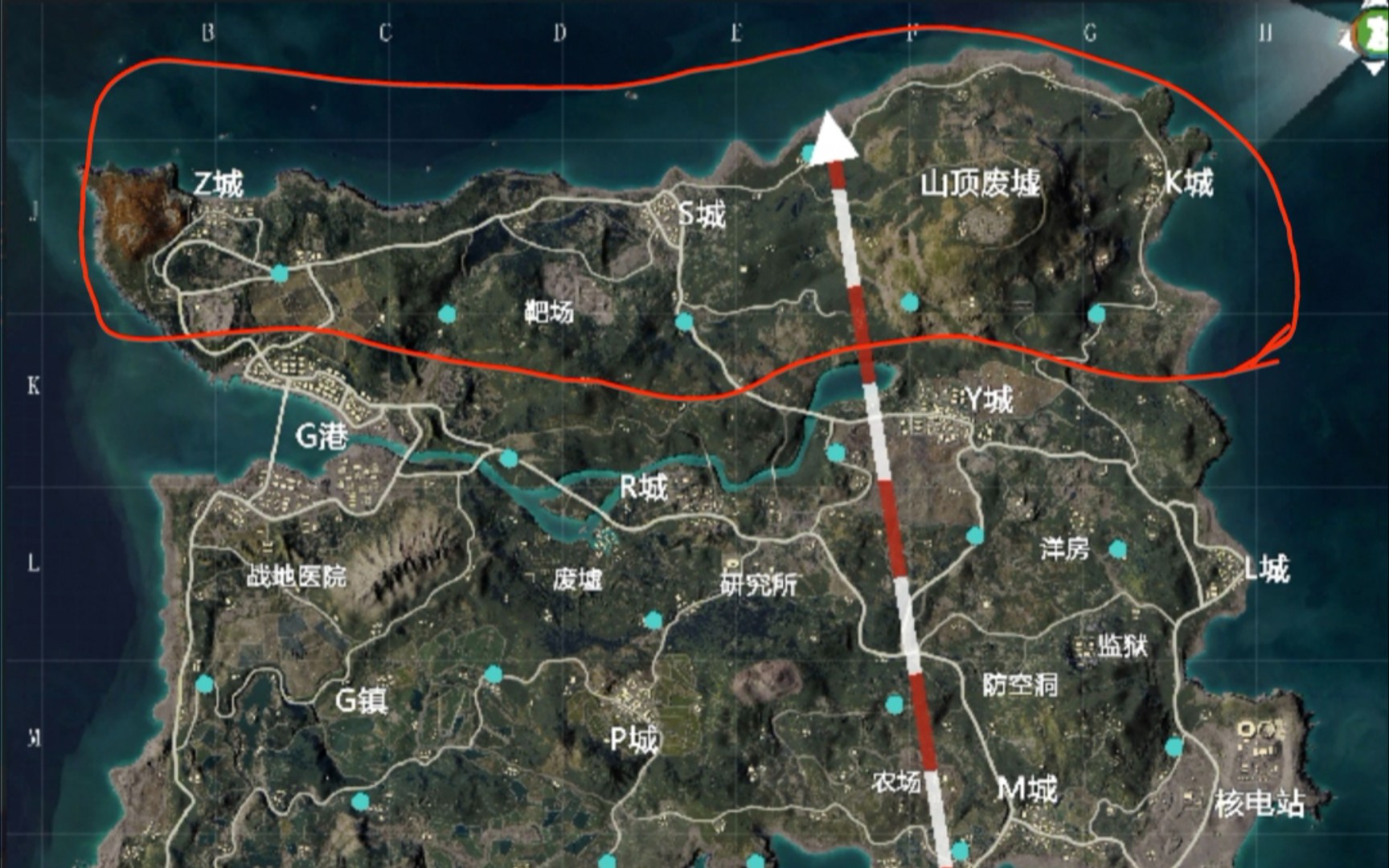 疑是突变团竞40测试版本地图北部流出狗头z城靶场s城山顶废墟k城以及