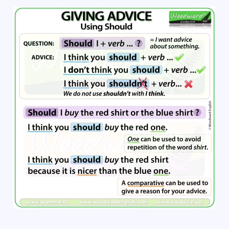 英语语法giving advice using should .
