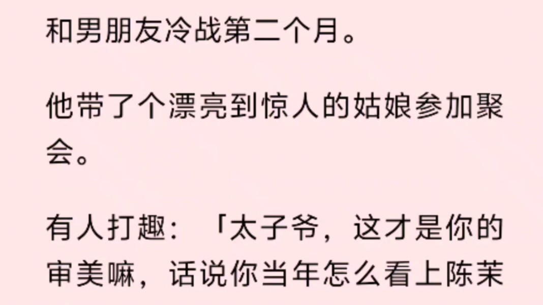 和男朋友冷战第二个月.他带了个漂亮到惊人的姑娘参加聚会.有人打趣:「太子爷,这才是你的审美嘛,话说你当年怎么看上陈茉的?哔哩哔哩bilibili