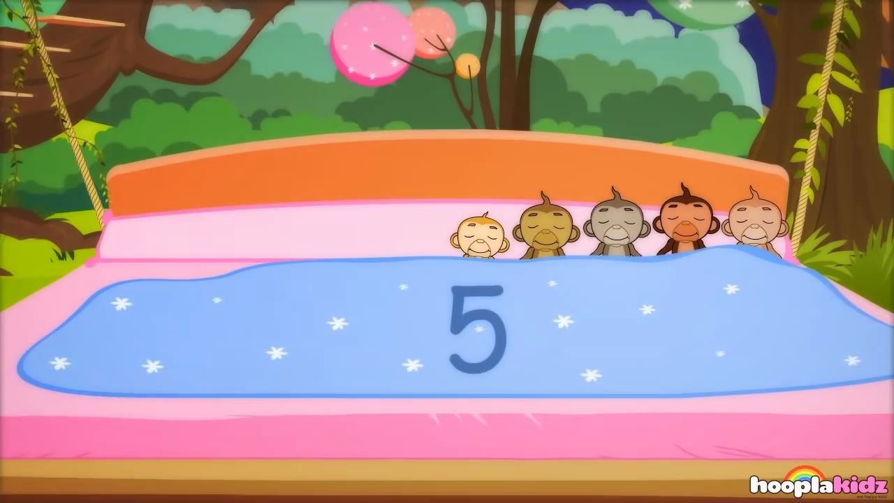 [图]Ten In The Bed Nursery Rhyme with Lyrics 十只猴子倒数歌曲，一起数数吧，旋律超好听