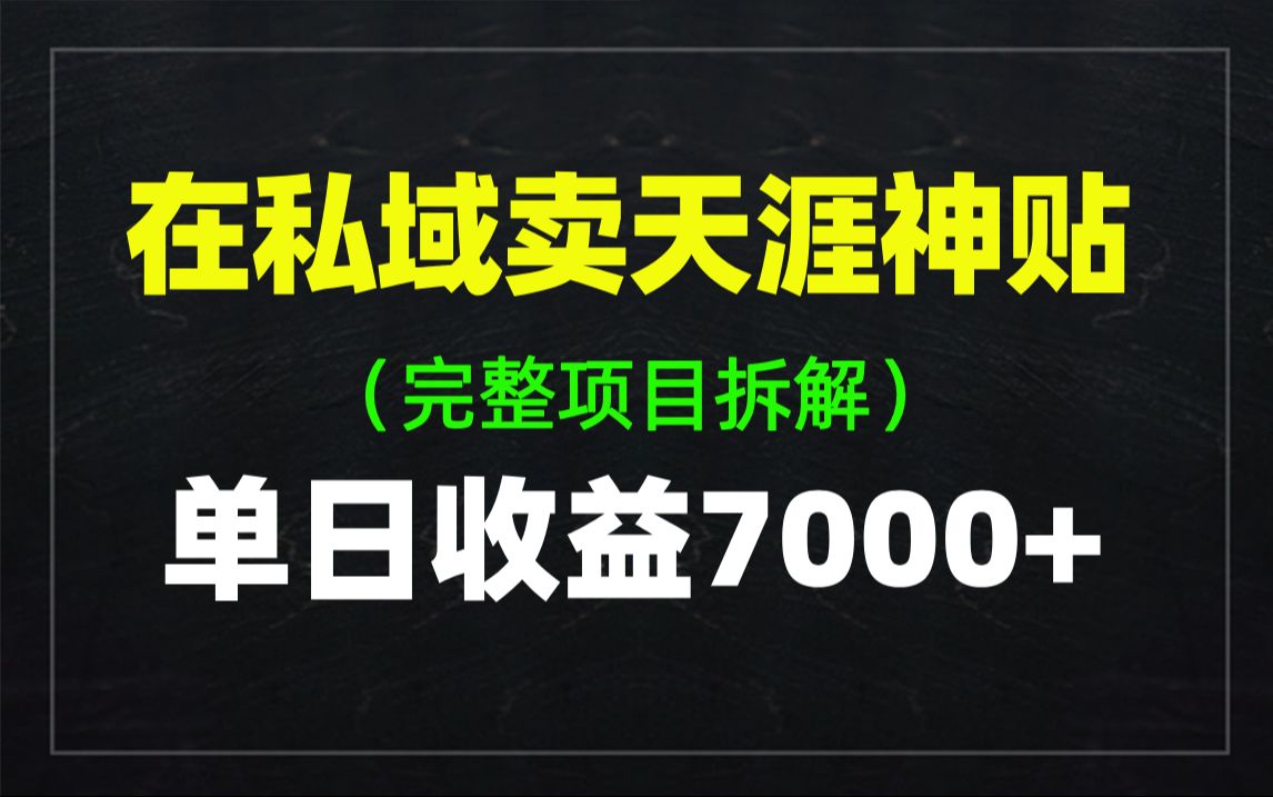 在私域卖天涯神贴,一单9.9,一天搞了7000多,完整项目拆解!哔哩哔哩bilibili