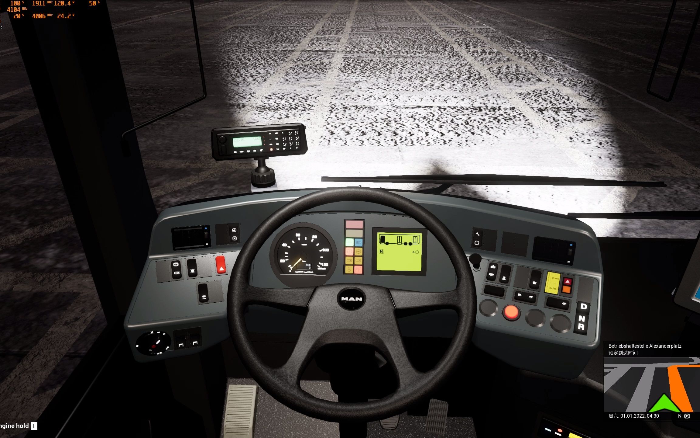 thebus驾驶man双层客车雪地夜间载客行驶1