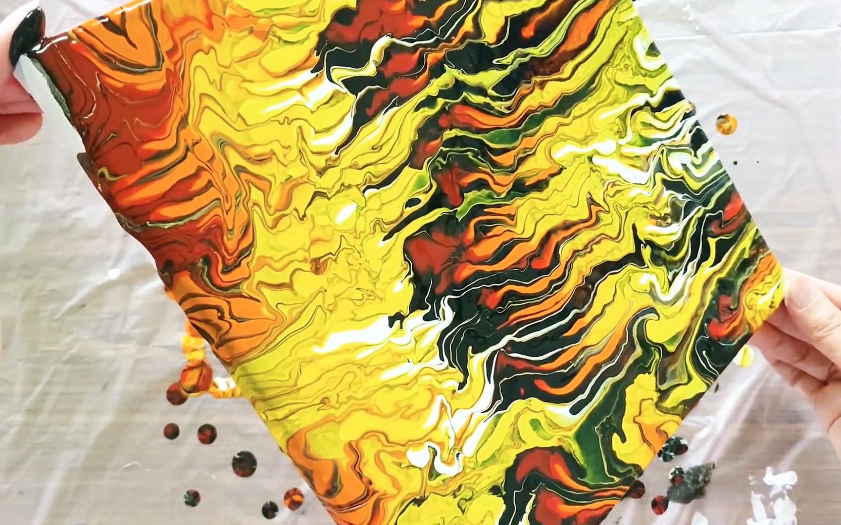 丙烯颜料画流体画初学者0基础秒会简单易学适合熊孩子