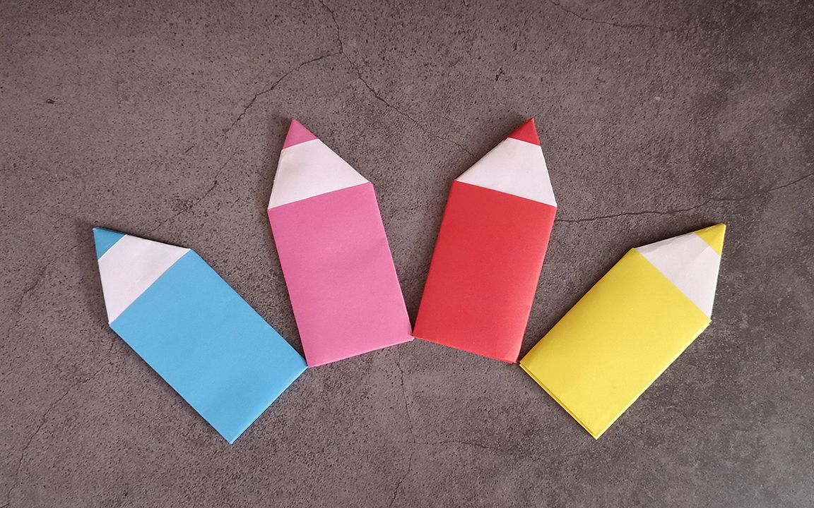 彩色铅笔折纸,可以用来做书签,手工教程diy