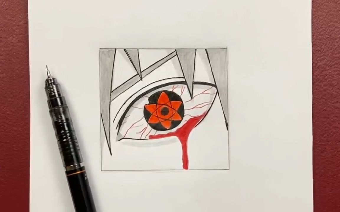 写轮眼怎么画流血图片