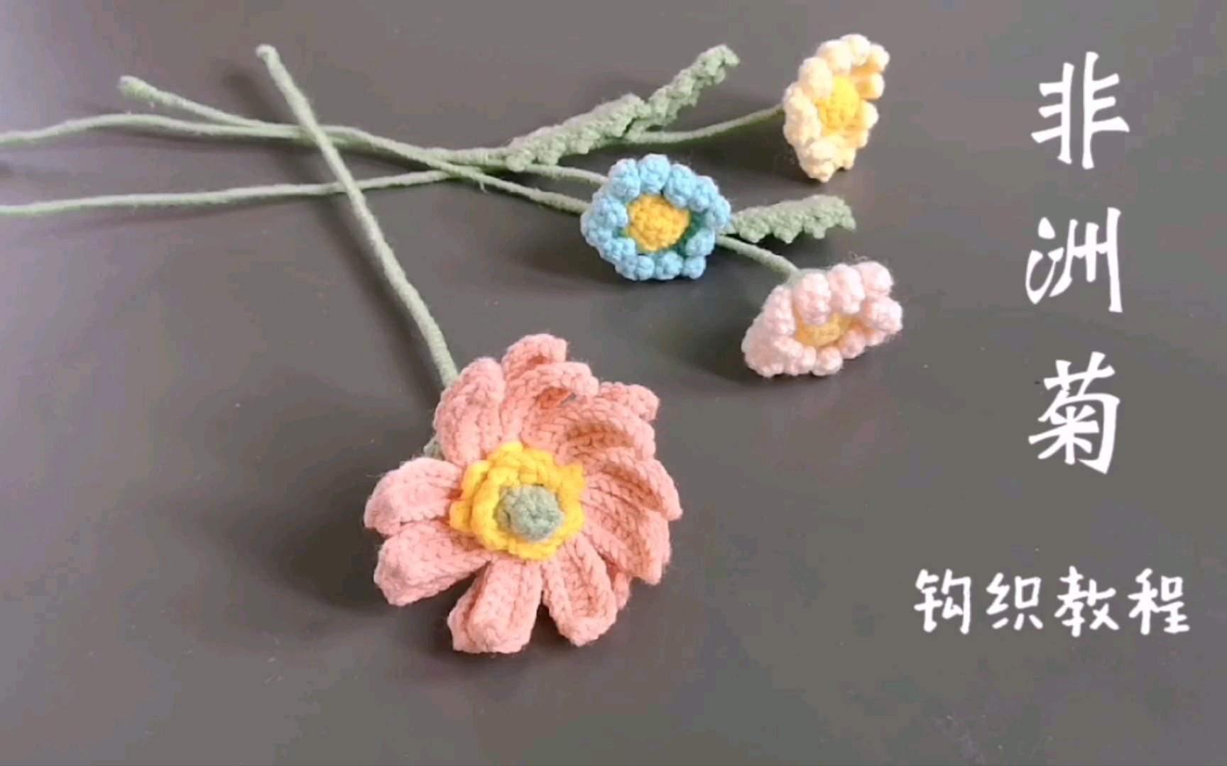 非洲菊钩织教程,创意手作手工diy毛线花束钩针编织,花语:敬重互爱,不畏艰难,有毅力,伟大的父爱,花芯花托钩织(上)哔哩哔哩bilibili