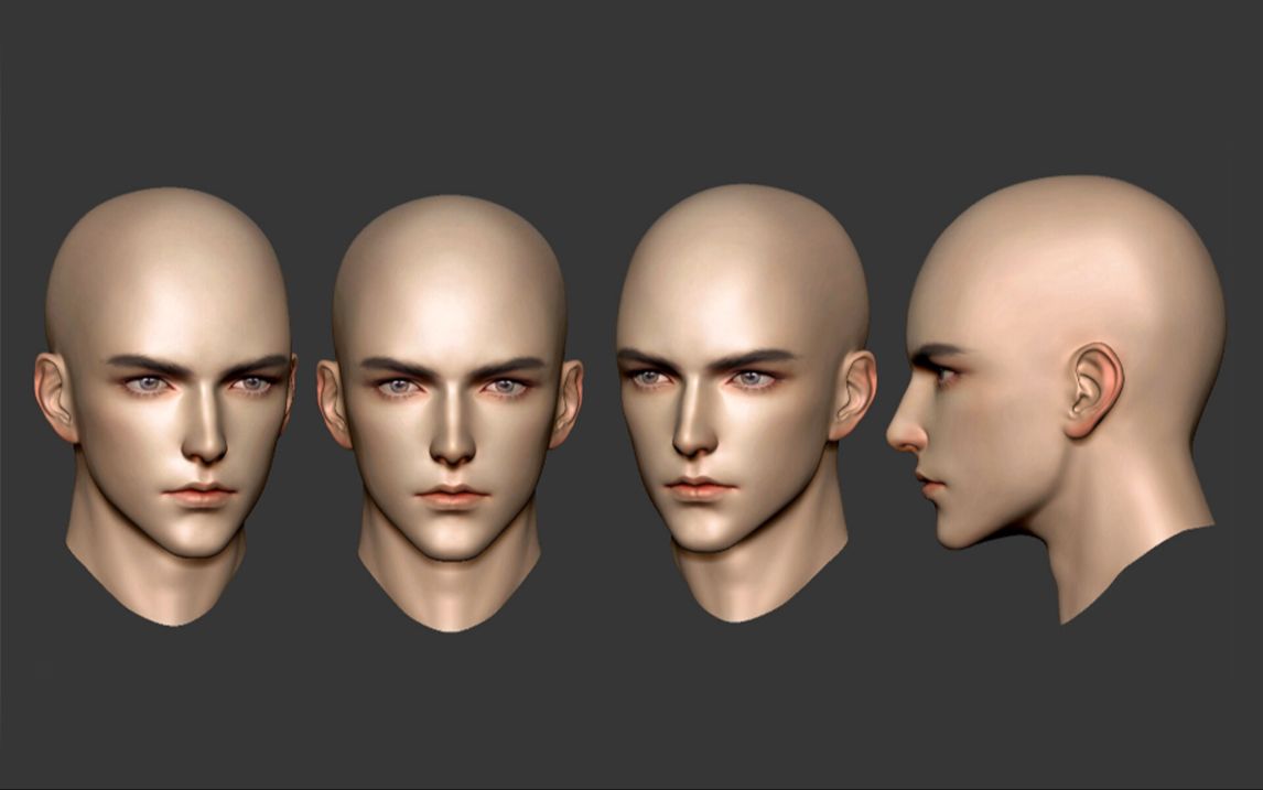 zbrush人头三视图图片