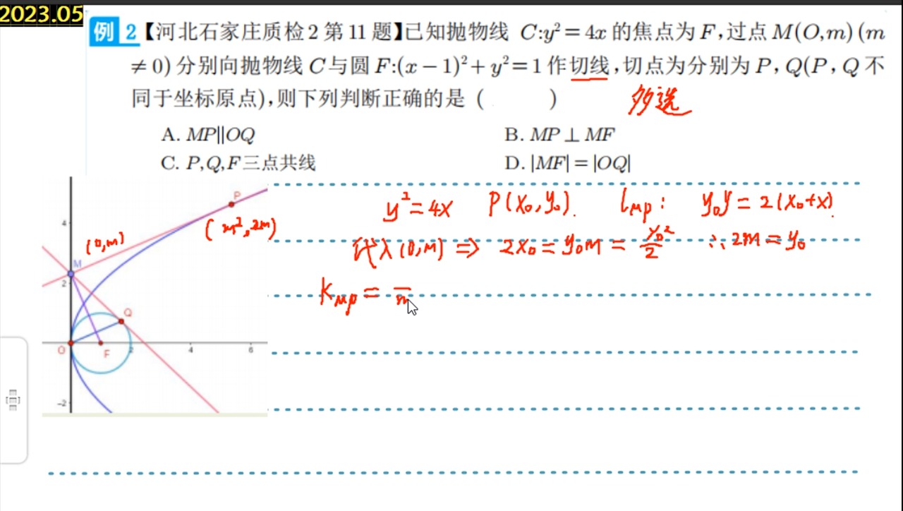 抛物线准线方程图片