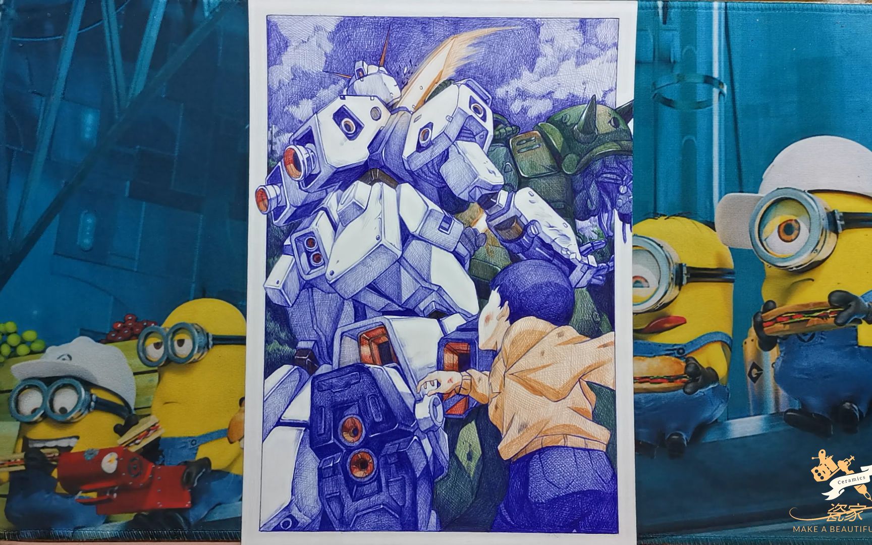 巴尼已经不用再战斗了圆珠笔手绘机动战士高达0080口袋里的战争