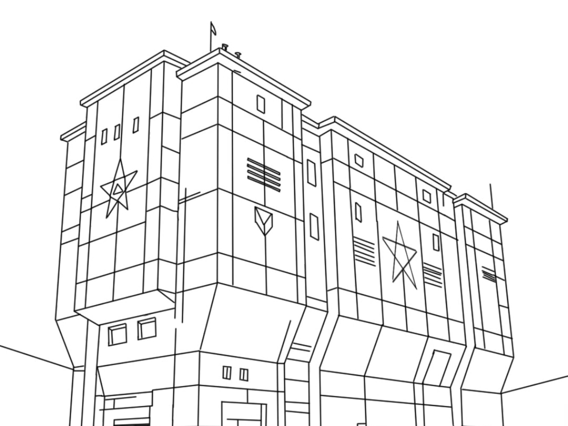 绘画练习:指挥部建筑