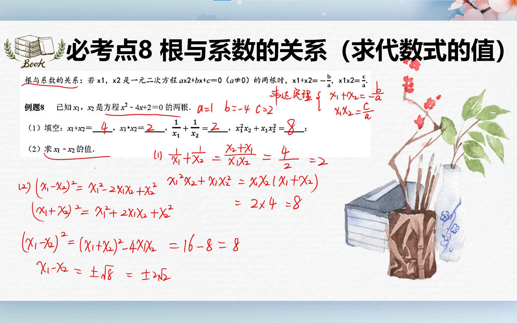 [图]初中数学—一元二次方程必考点7（根与系数的关系求代数式的值）