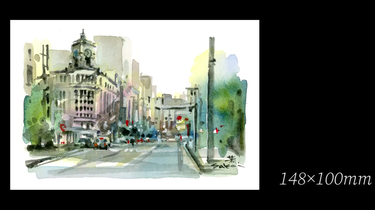 Watercolor Sakai Yoshimoto--はがきサイズに街角風景_哔哩哔哩_