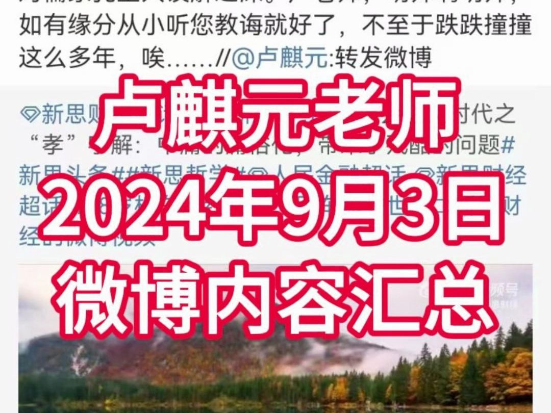 卢麒元老师2024年9月3日微博内容汇总哔哩哔哩bilibili