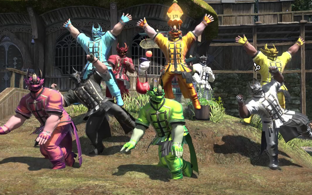 最终幻想14围观一群鲁加族跳舞