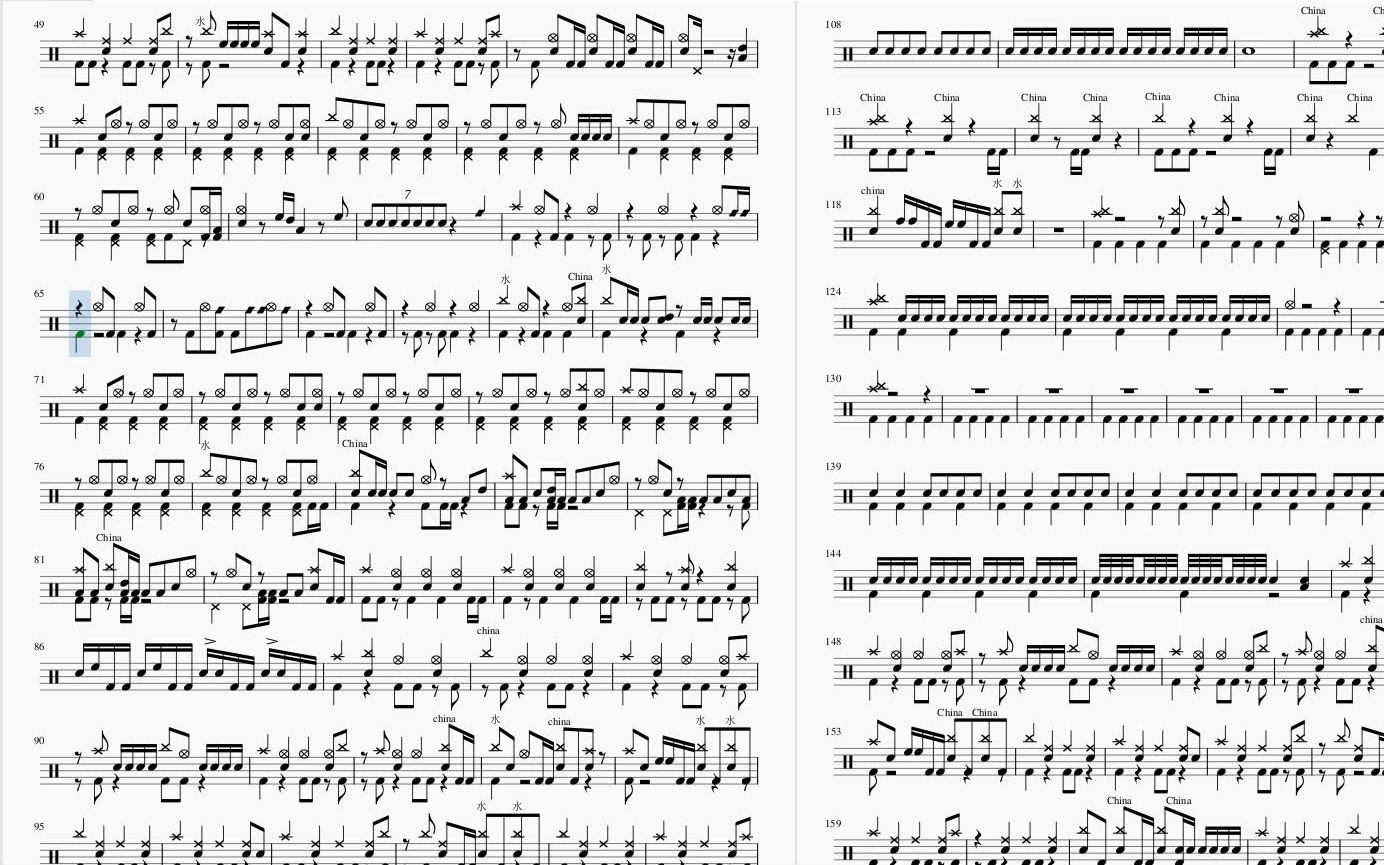 【架子鼓】鼓谱:ヒバナ(火花)——まふまふ / そらる