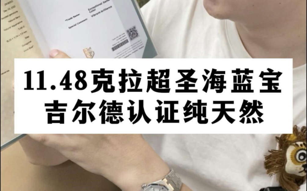 【彩宝回收】主石为11.48克拉的超级圣玛利亚色海蓝宝,带有吉尔德证书.哔哩哔哩bilibili