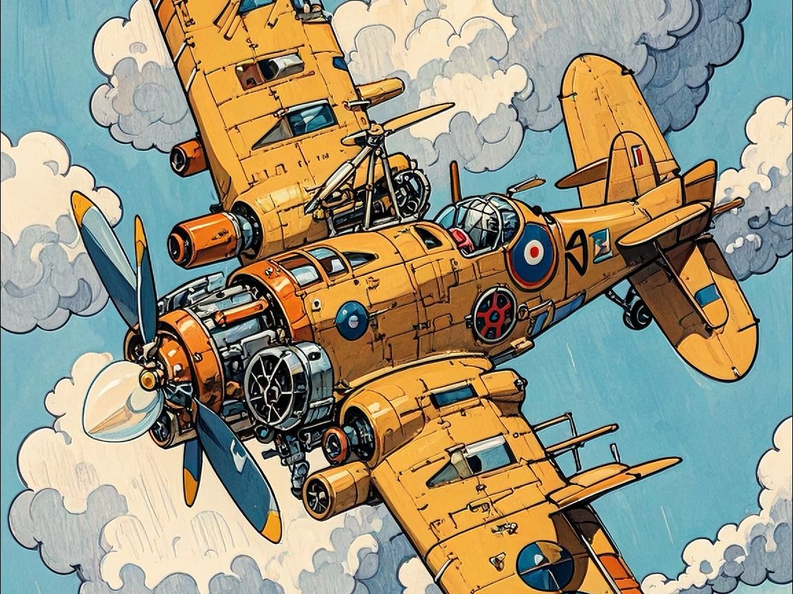 机械手绘:画架战斗机吧,蒸汽朋克02 真彩