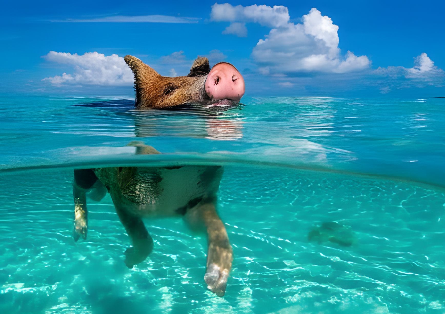 "猪岛"会游泳的猪,猪儿们的快乐天堂