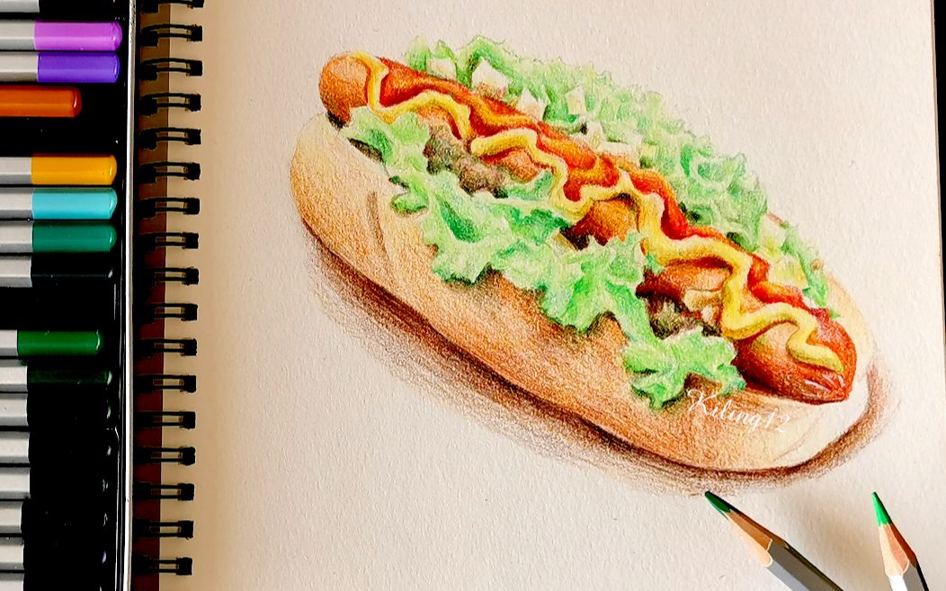 【彩铅】热狗 HOT DOG~哔哩哔哩bilibili