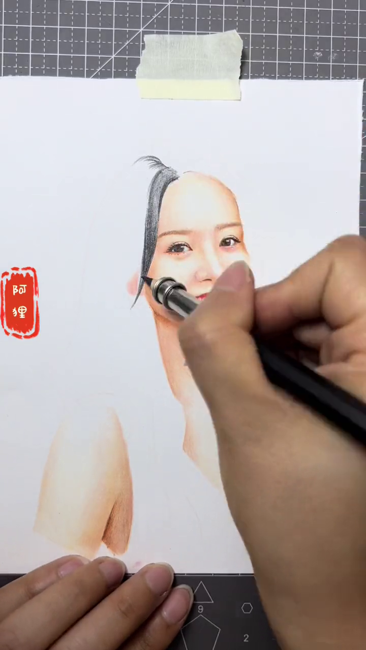 手绘人物肖像彩铅画画赵丽颖