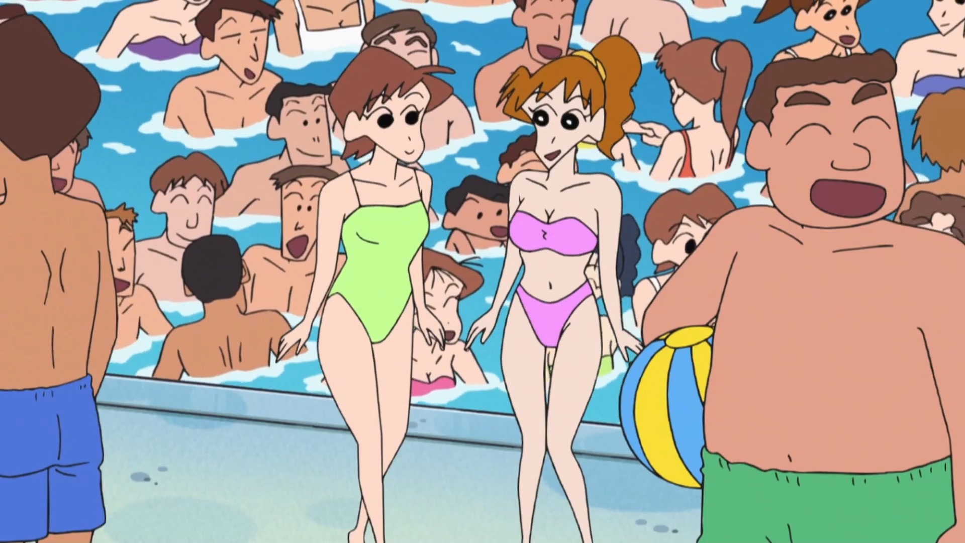 蜡笔小新 炎热的夏天游泳池最棒了