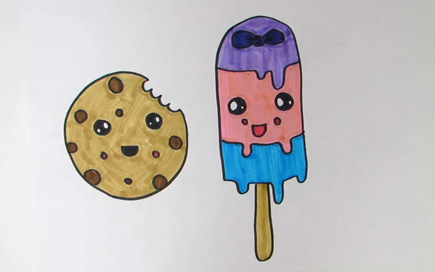 和我一起学画画,今天我们来画饼干和冰棒!
