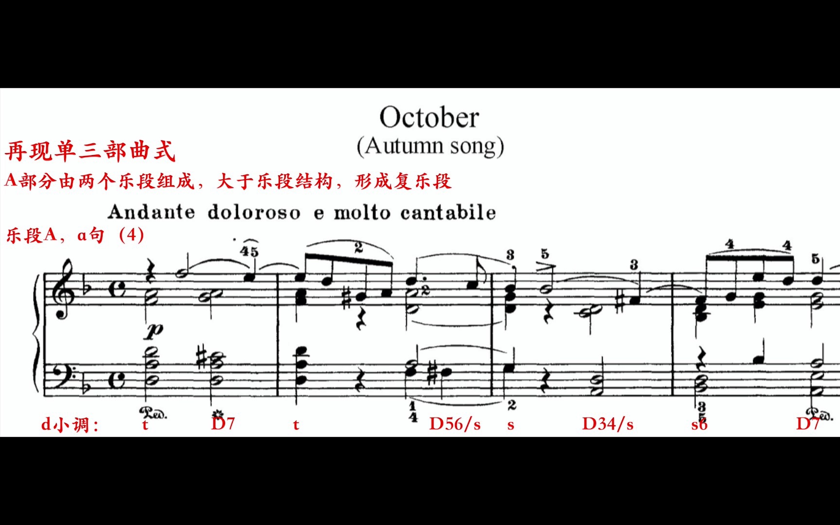 [图]【曲谱同步/曲式分析/柴可夫斯基】The Seasons, Op.37b:10. October: Autumn's Song（四季·十月·秋之歌）