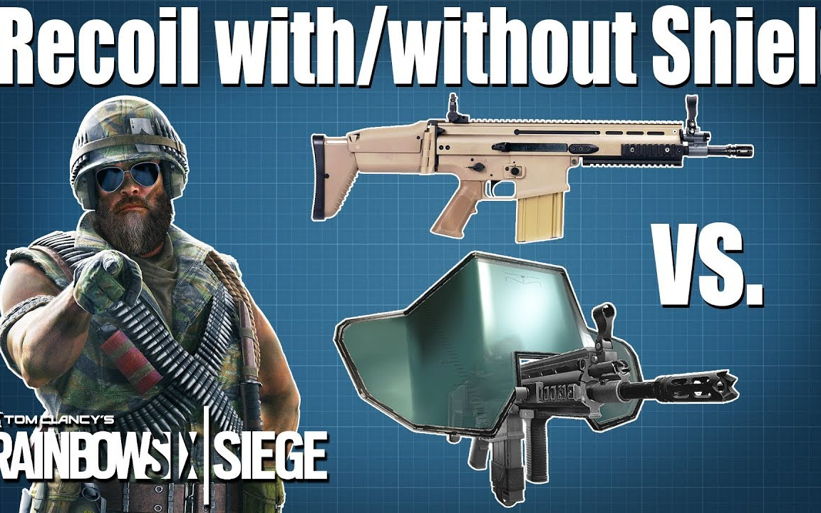 blackbeard的枪的后坐力对比装盾与不装盾彩虹六号围攻