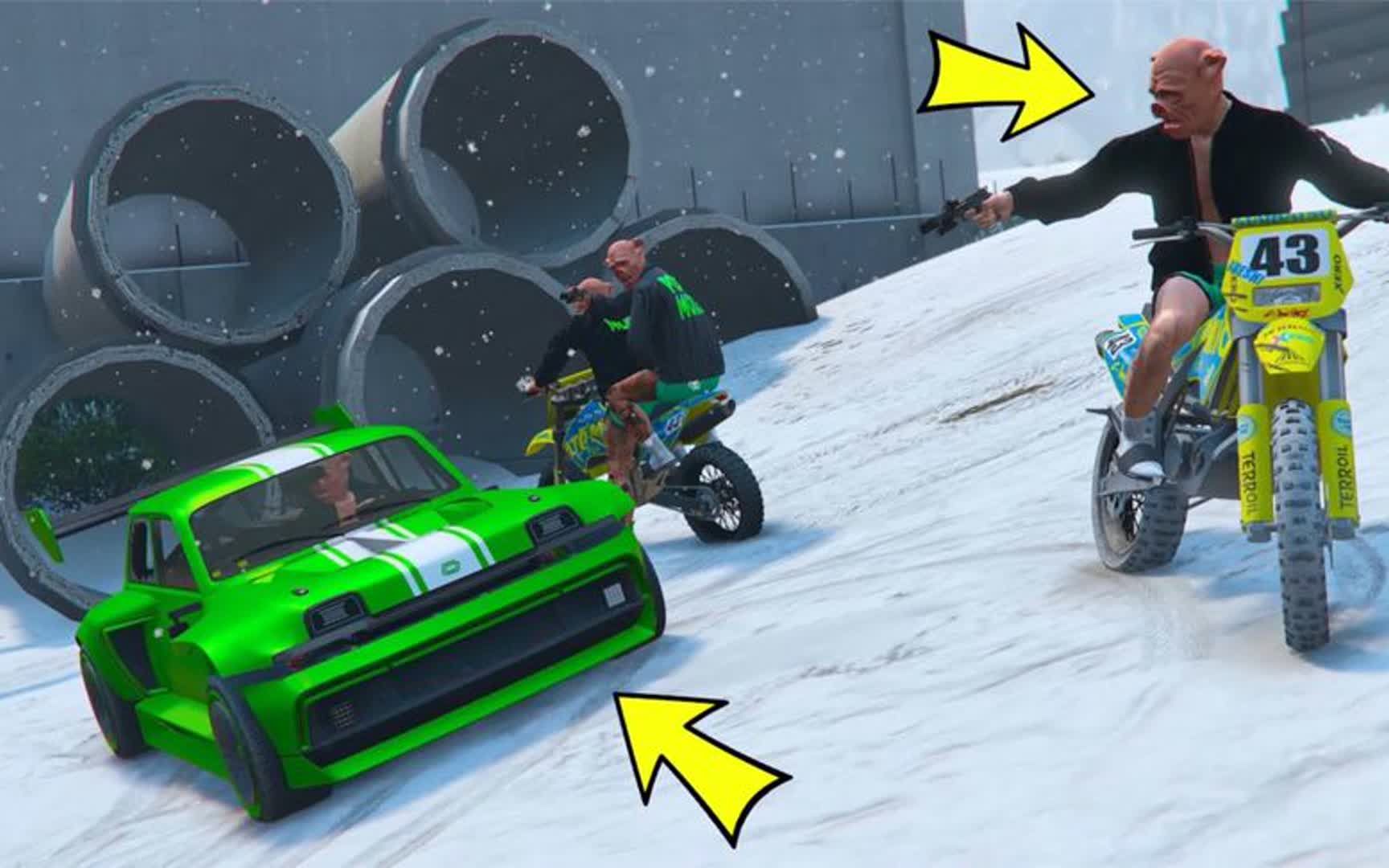 奇葩赛车:追击汽车挑战,摩托车vs汽车,猜猜谁能获胜?