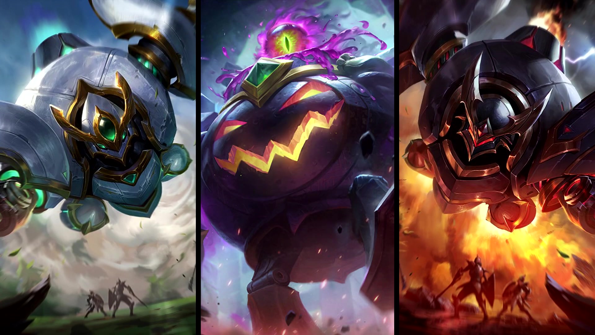 【皮肤对比】万圣节vs银白枪骑vs暮色枪骑—机器人_哔哩哔哩_bilibili