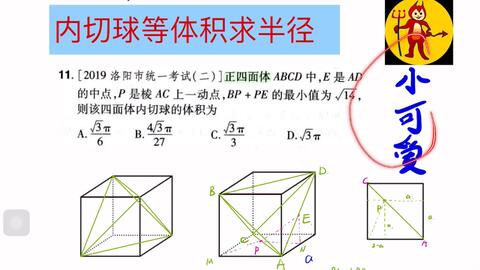 小高老师 等体积法求内切球半径 正四面体 三棱锥 立体几何 正方体 哔哩哔哩