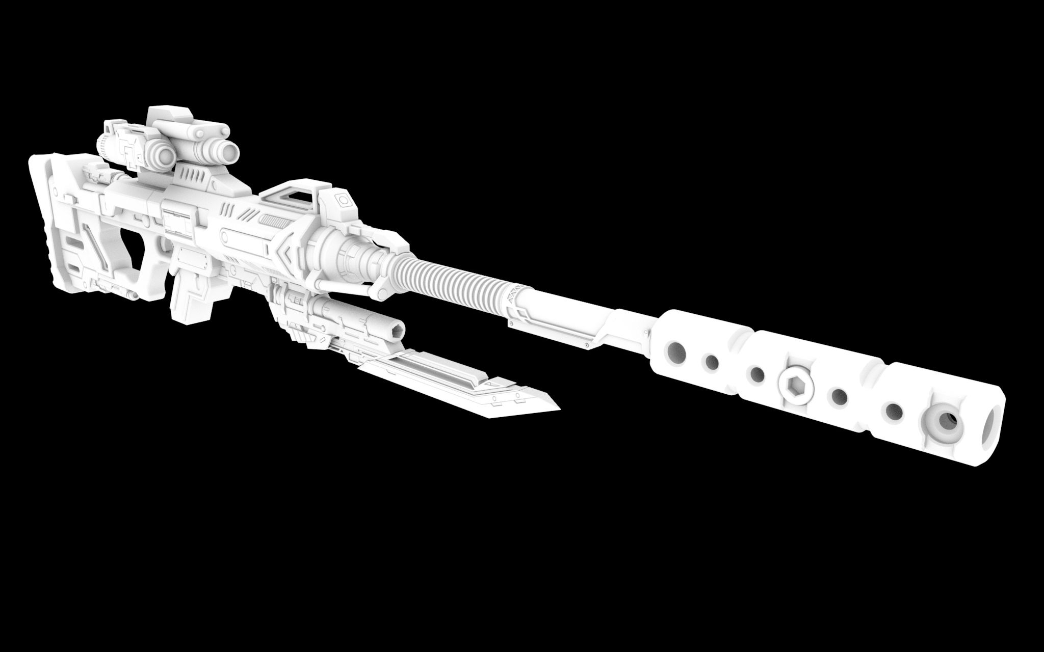 maya游戏建模:教你如何在maya里制作科幻武器重机枪