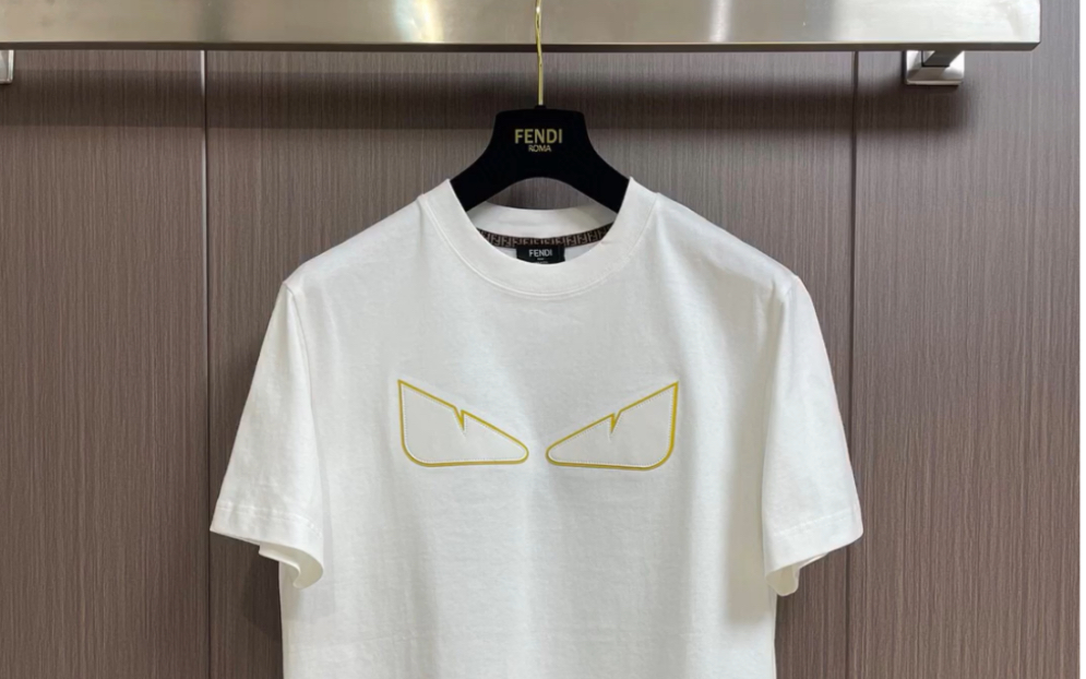fendi芬迪2023ss小怪兽真皮眼睛标识短袖t恤