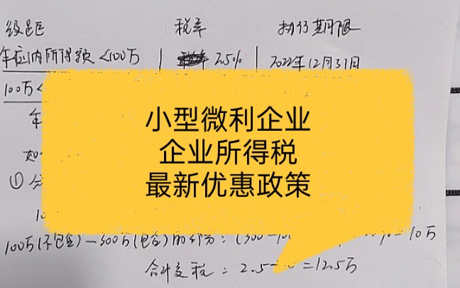 会计实操丨小型微利企业,企业所得税,最新优惠政策丨零基础学会计哔哩哔哩bilibili