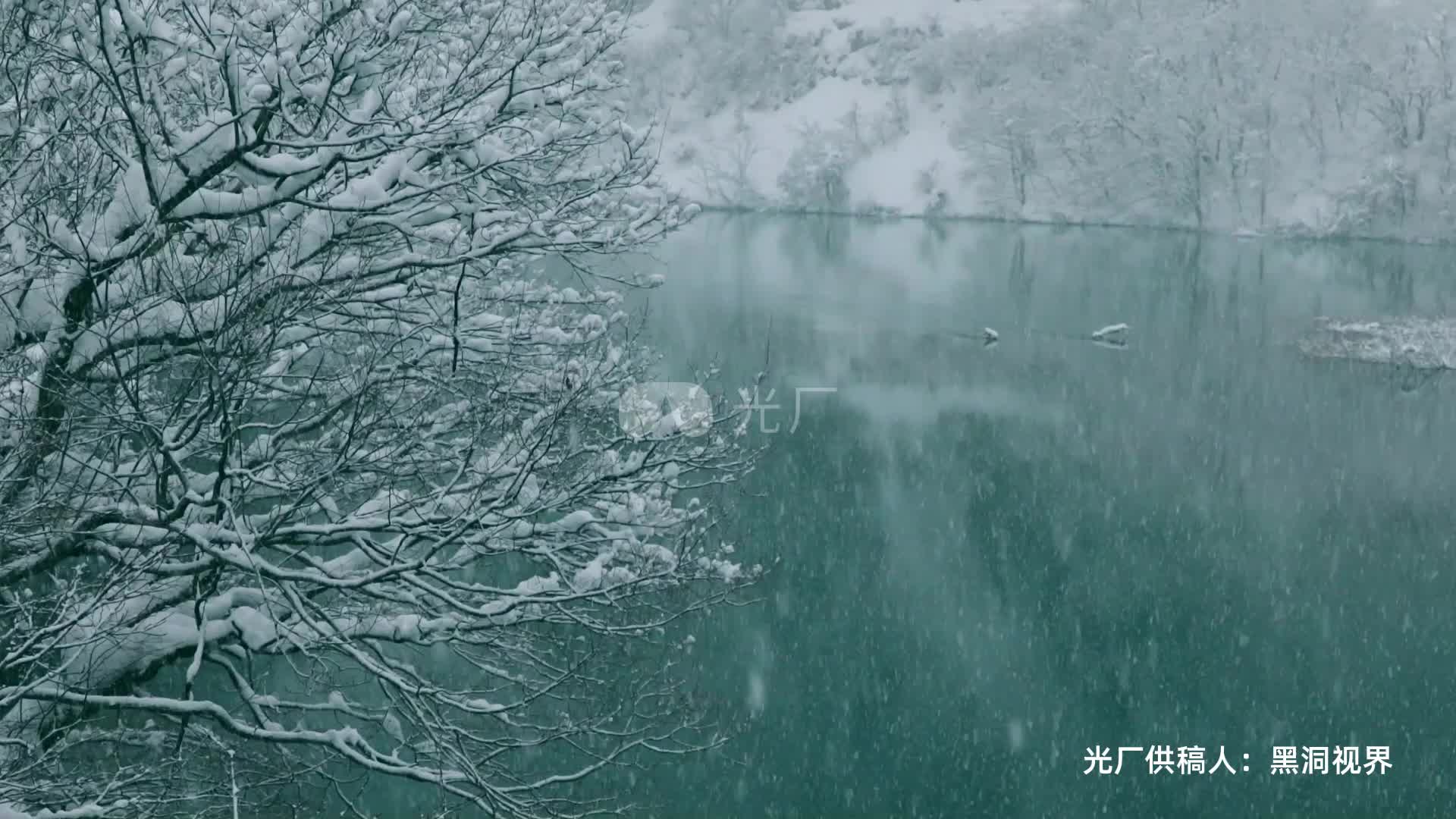 立冬下雪唯美雪景雪花紛飛視頻素材