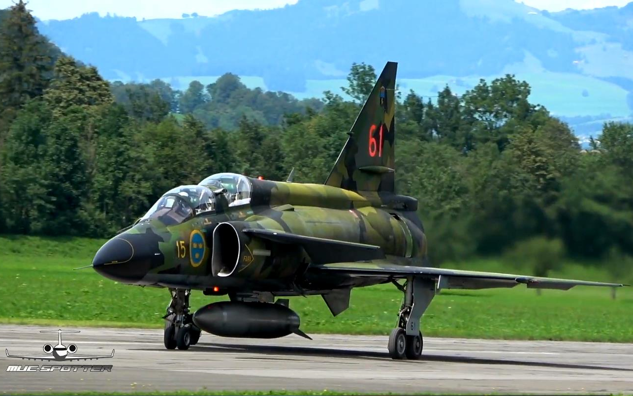 【瑞士zigermeet航空展】瑞典空军 — 萨博sk-37e"雷"电子战教练机