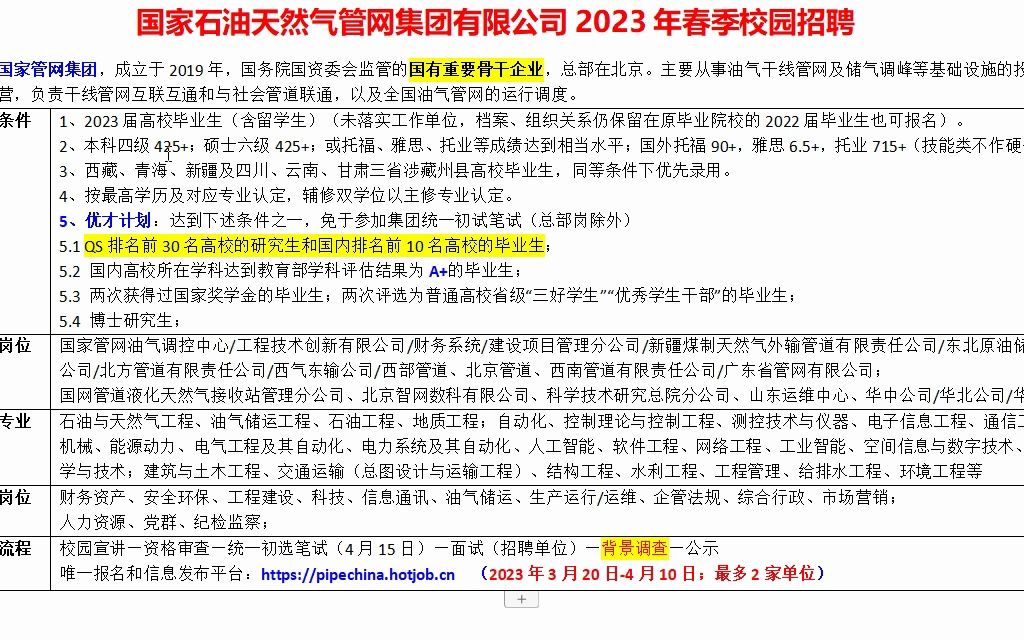 国家石油天然气管网集团2023年春季校园招聘哔哩哔哩bilibili