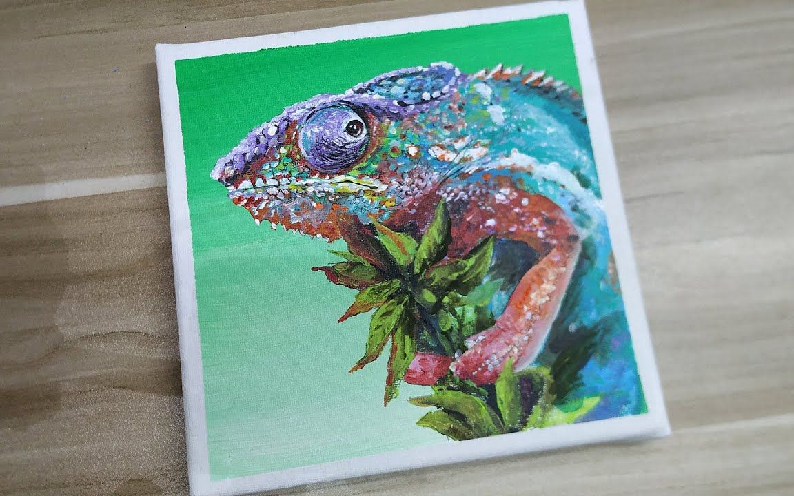 【丙烯画】【绘画教程】变色龙-how to paint a chameleon.