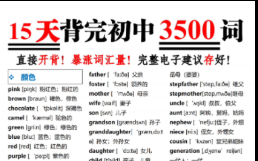 [图]直接开背！15天搞定基础3500词！电子版建议存好