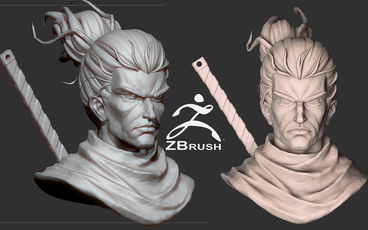 zbrush人物雕刻—亞索風格化角色頭像模型雕刻教學【zbr