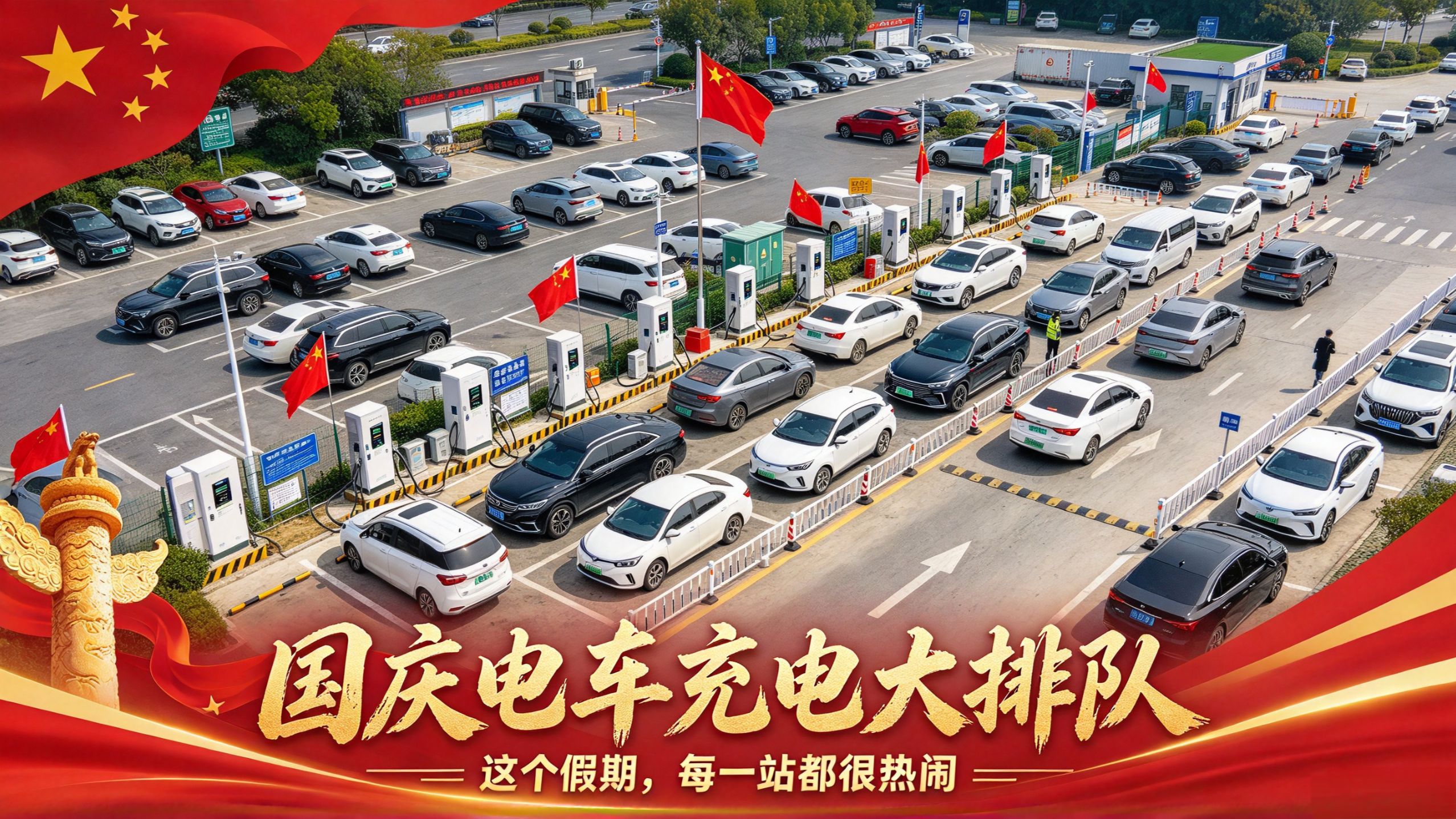 国庆电车充电名场面又来啦！假期高速充电难题何时才能解决？