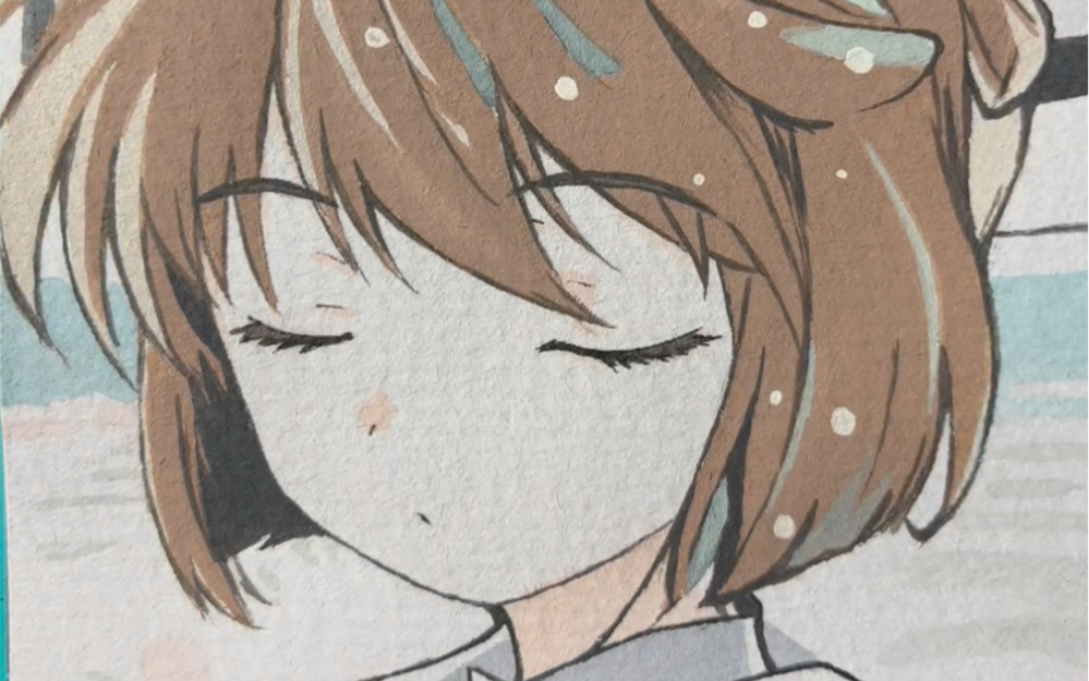 不会画闭眼的,改了20多次都有了(临摹,水彩,灰原哀,名侦探柯南)