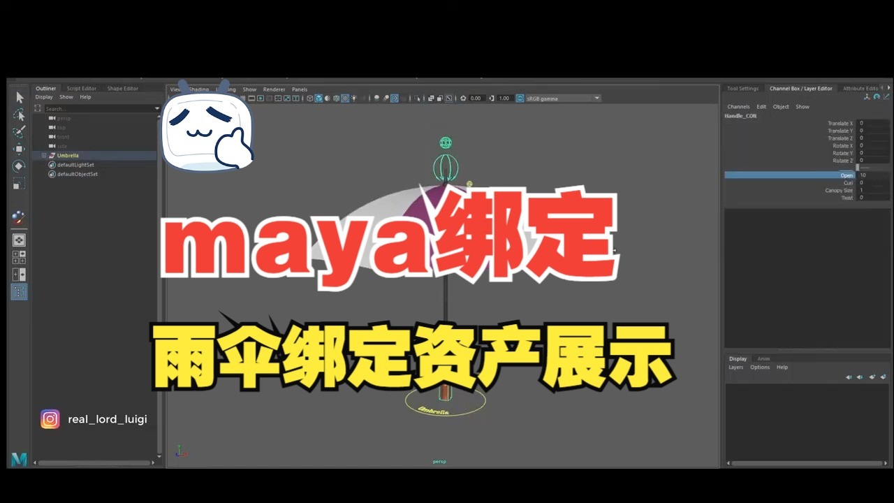 maya雨伞绑定资产展示rig-赵老师maya动画教学-赵老师maya动画教学-哔哩哔哩视频