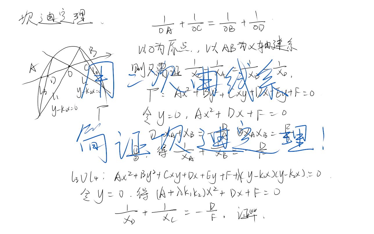 用二次曲线系定理简证坎迪定理!哔哩哔哩bilibili