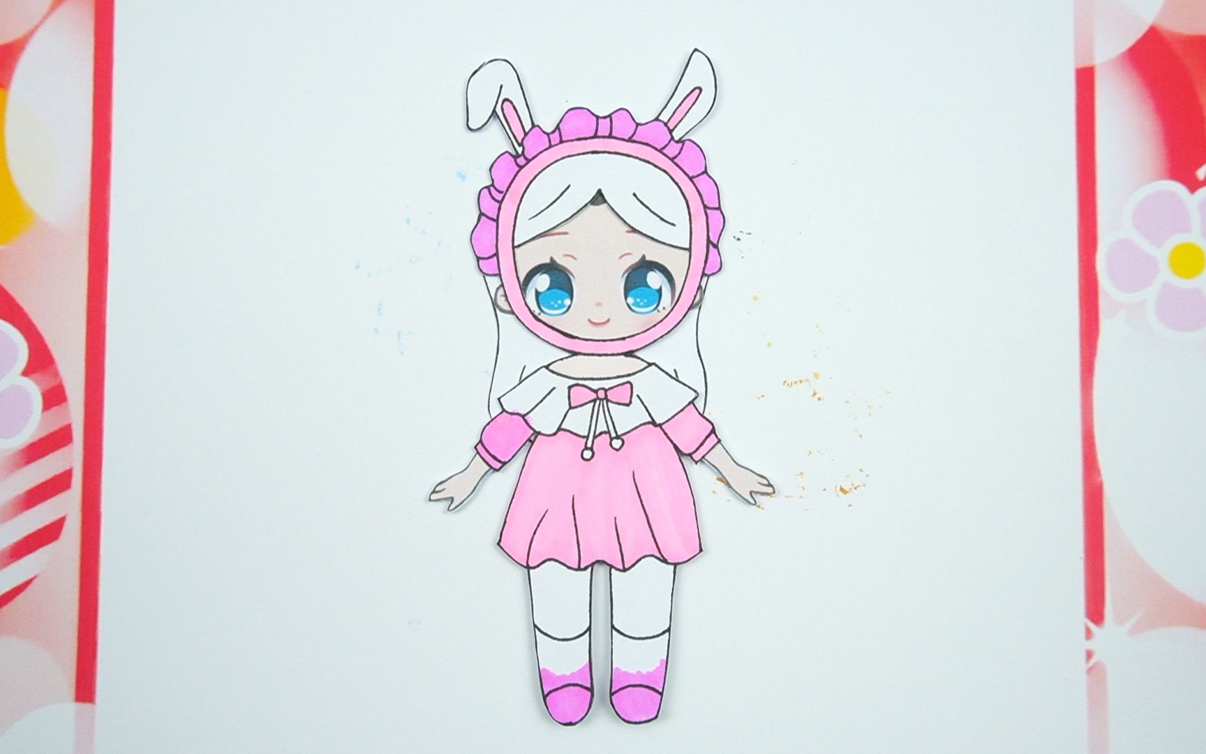 活动作品纸娃娃创意手工卡通女孩劳拉小兔睡裙装扮